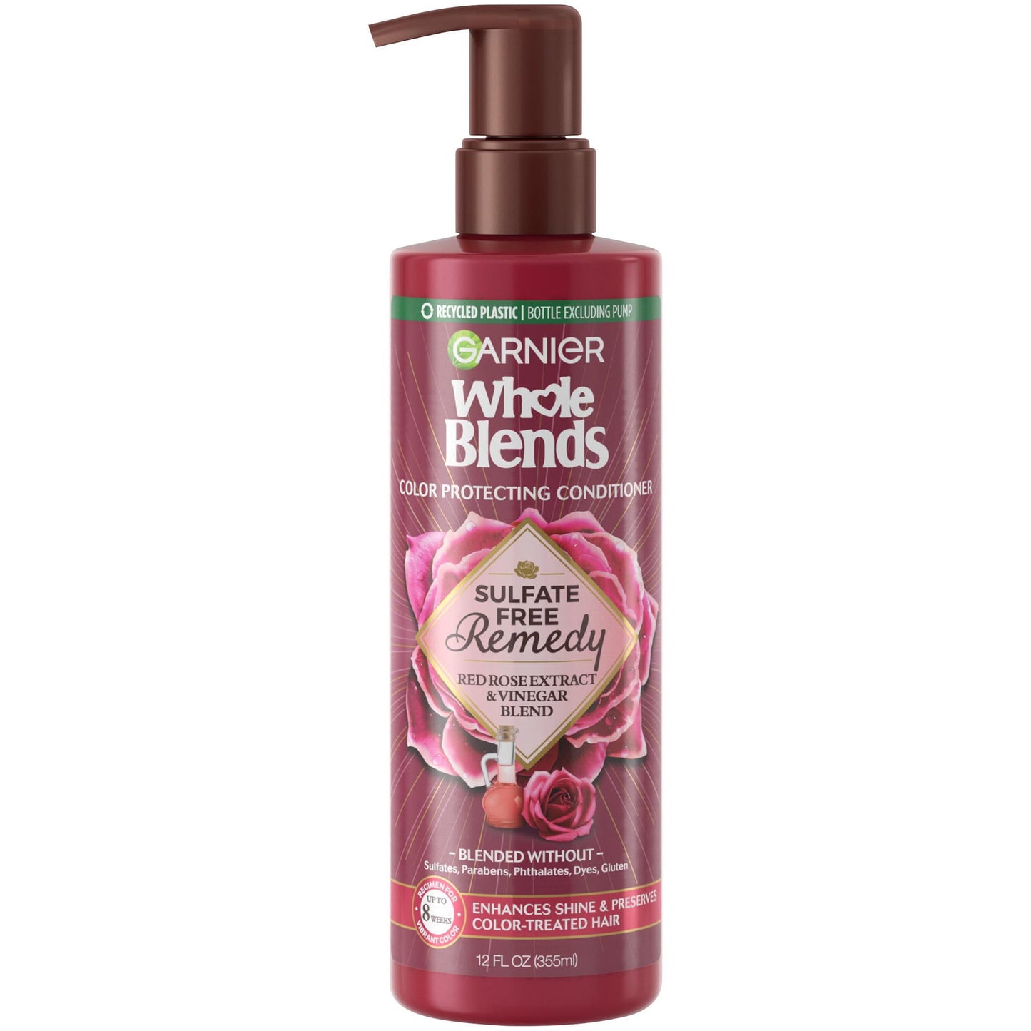 Garnier Whole Blends Acondicionador Protector Del Color con Extracto de Rosa Roja, 12 fl oz