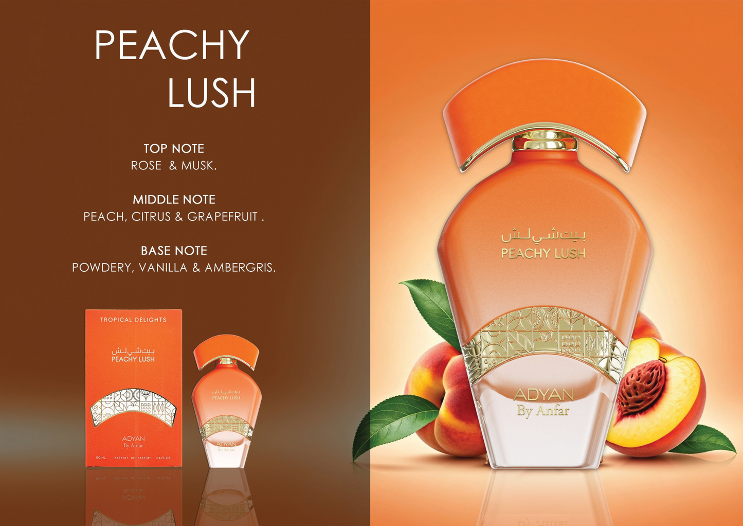 Peachy Lush Extrait De Parfum 100Ml 3.4Oz Por Adyan